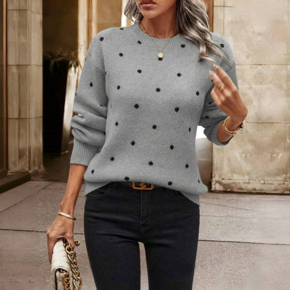 Women's Polka Dot Sweater Casual Knit Top 6