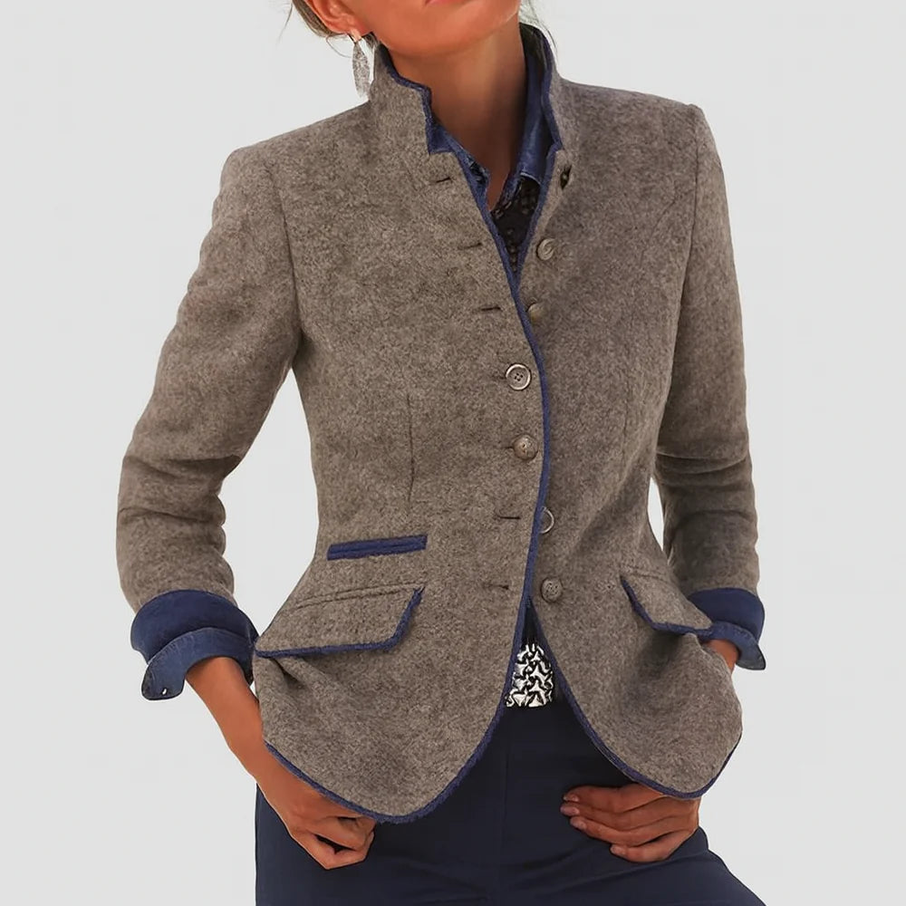 Women's Professional Contrast Trim Jacket - Tailored Fit