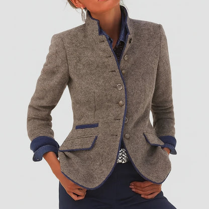 Women's Professional Contrast Trim Jacket - Tailored Fit