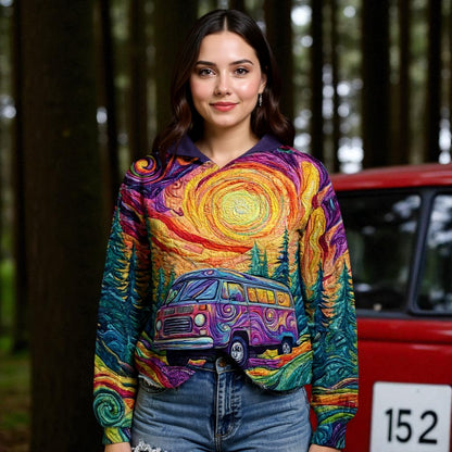 Women's Psychedelic Print Hoodie - Pullover Oversized