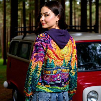 Women's Psychedelic Print Hoodie - Pullover Oversized