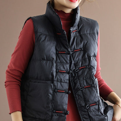 Women's Puffer Vest Red Stand Collar Winter Jacket 2