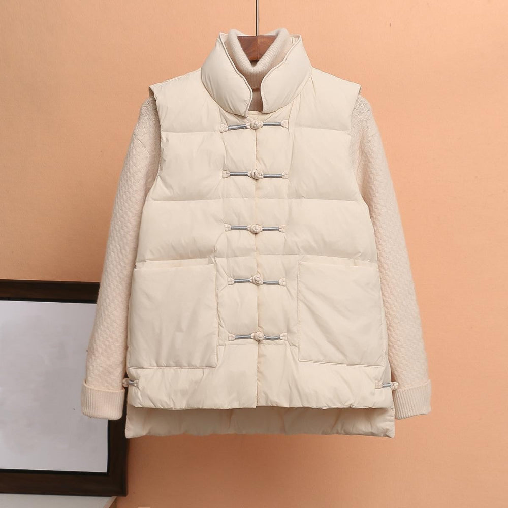 Women's Puffer Vest Red Stand Collar Winter Jacket 6
