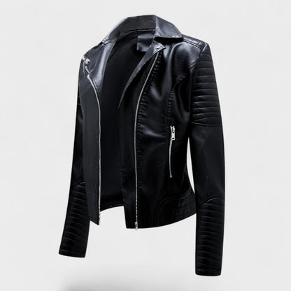 Women's Quilted Leather Jacket - Moto Asymmetrical Zip