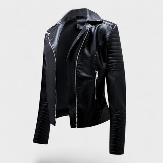 Women's Quilted Leather Jacket - Moto Asymmetrical Zip