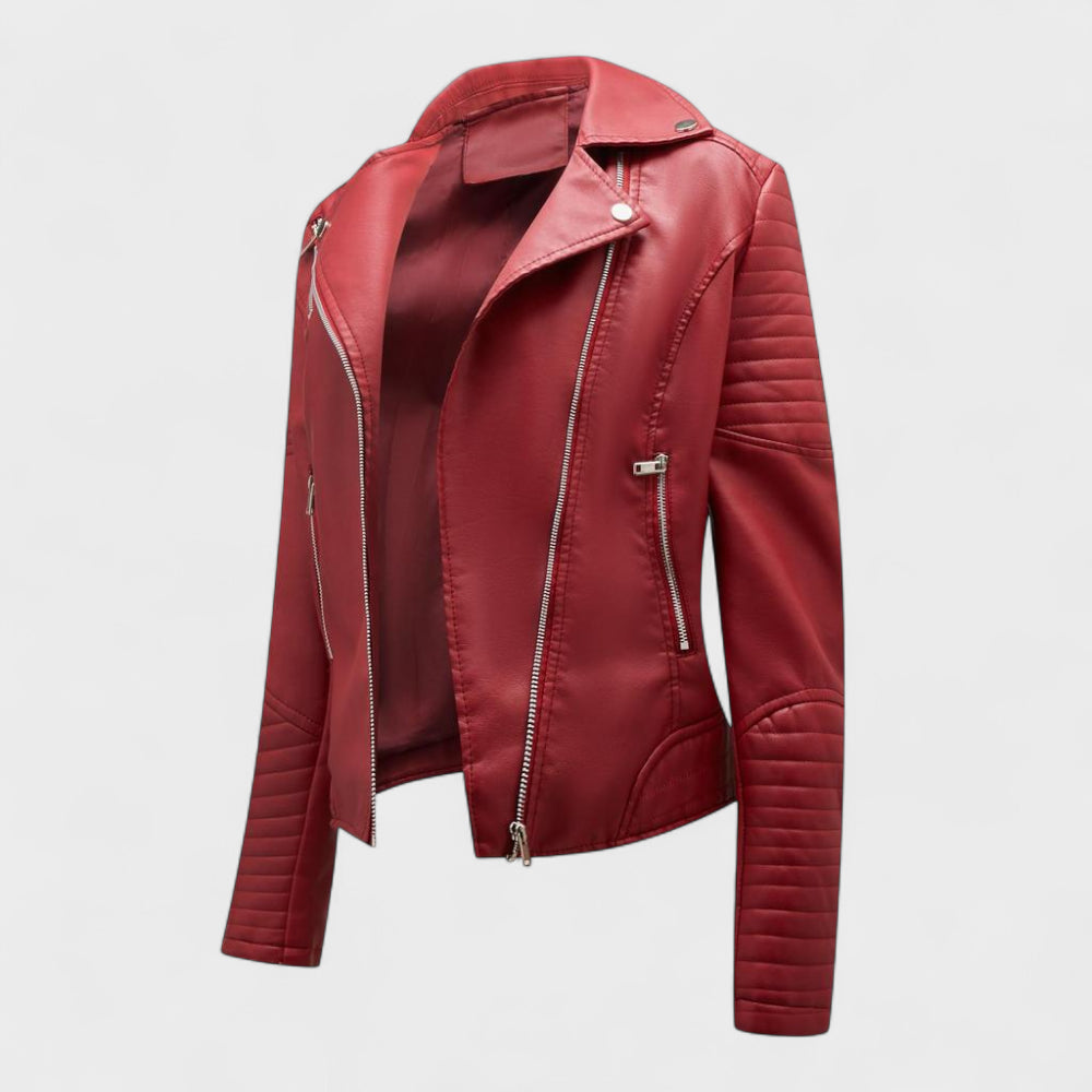 Women's Quilted Leather Jacket - Moto Asymmetrical Zip