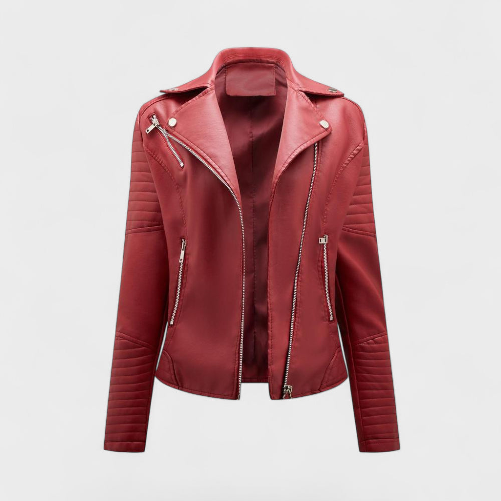 Women's Quilted Leather Jacket - Moto Asymmetrical Zip