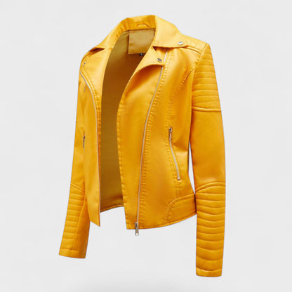 Women's Quilted Leather Jacket - Moto Asymmetrical Zip