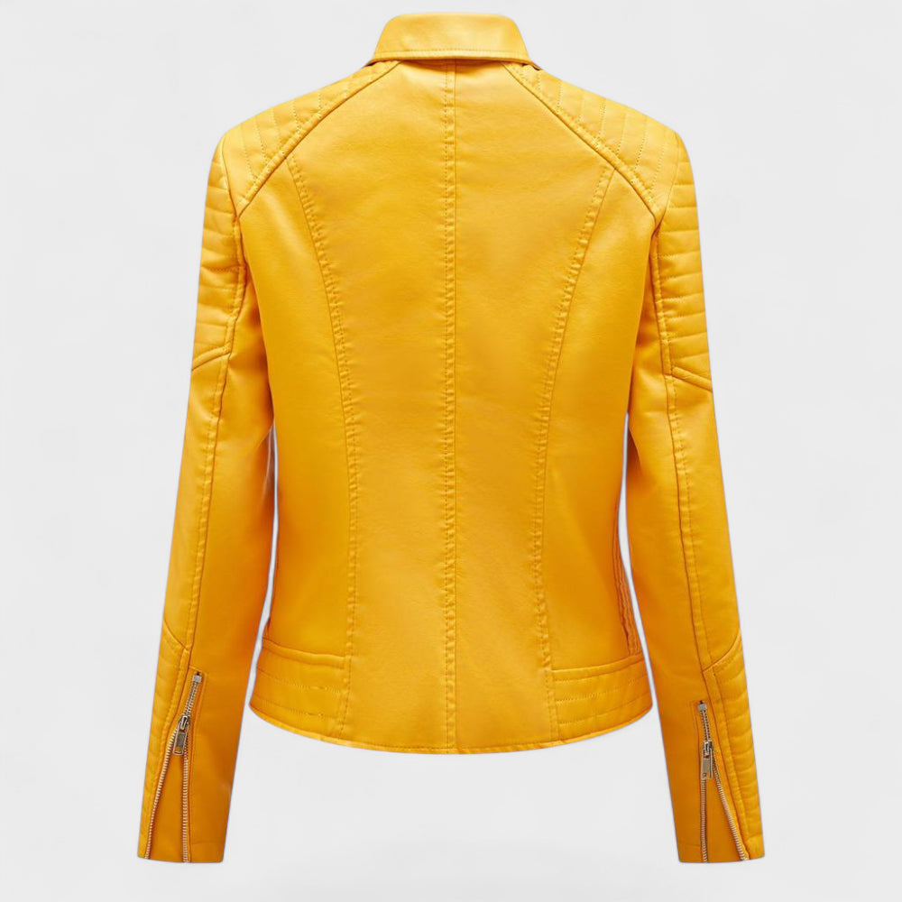 Women's Quilted Leather Jacket - Moto Asymmetrical Zip