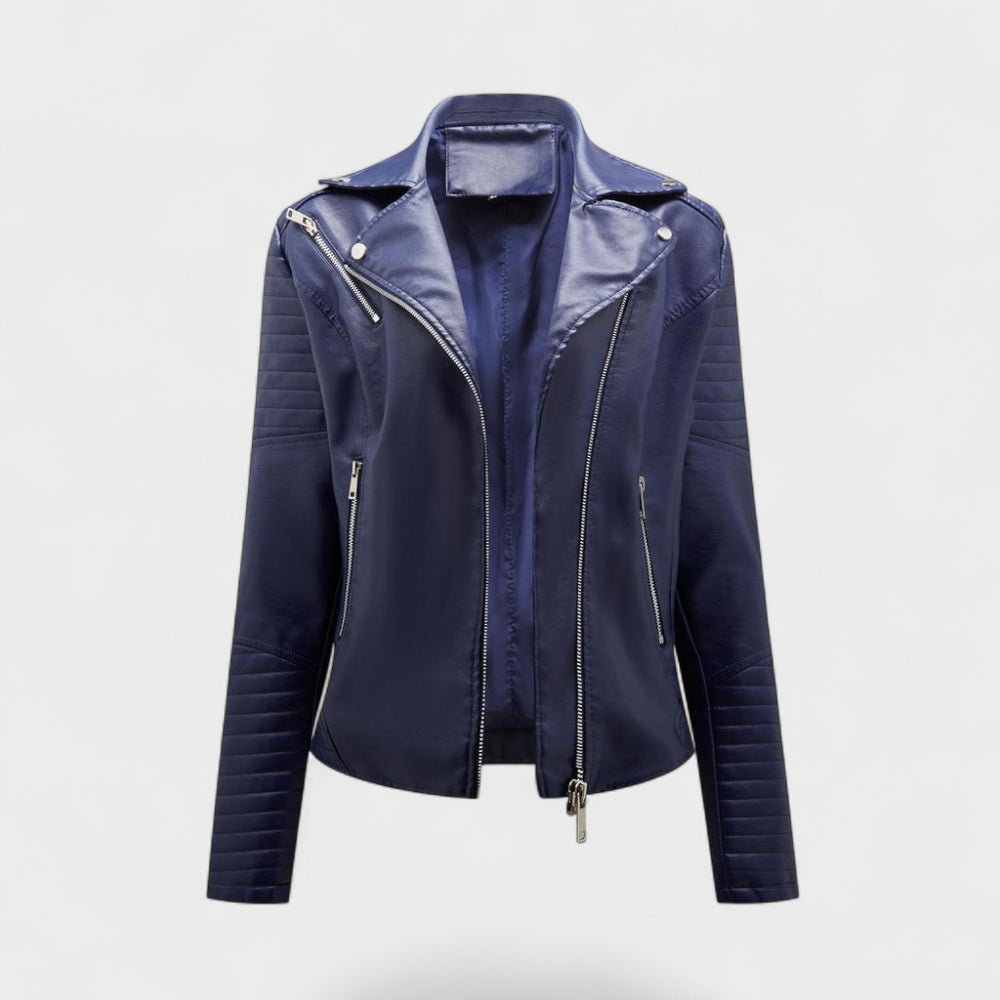 Women's Quilted Leather Jacket - Moto Asymmetrical Zip
