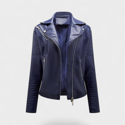 Women's Quilted Leather Jacket - Moto Asymmetrical Zip
