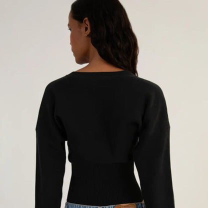 Women's Ribbed Knit Button Cardigan - Fitted Long Sleeve Top