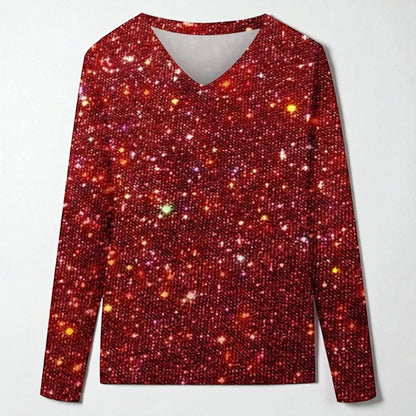 Women's Sequin Top V-Neck Sparkling Sweater Top 4