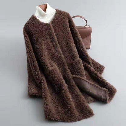Women's Shearling Fur Coat Soft Chic Tailored Warmth 7