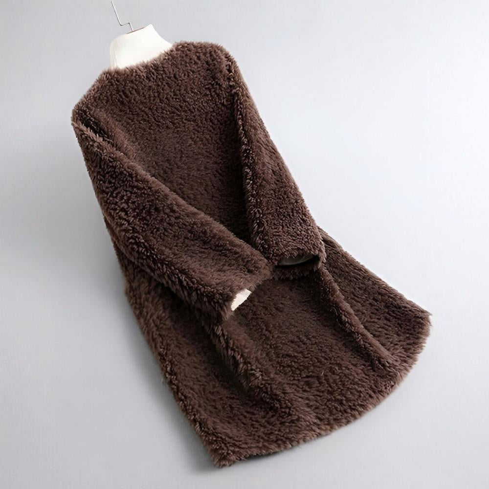 Women's Shearling Fur Coat Soft Chic Tailored Warmth 8