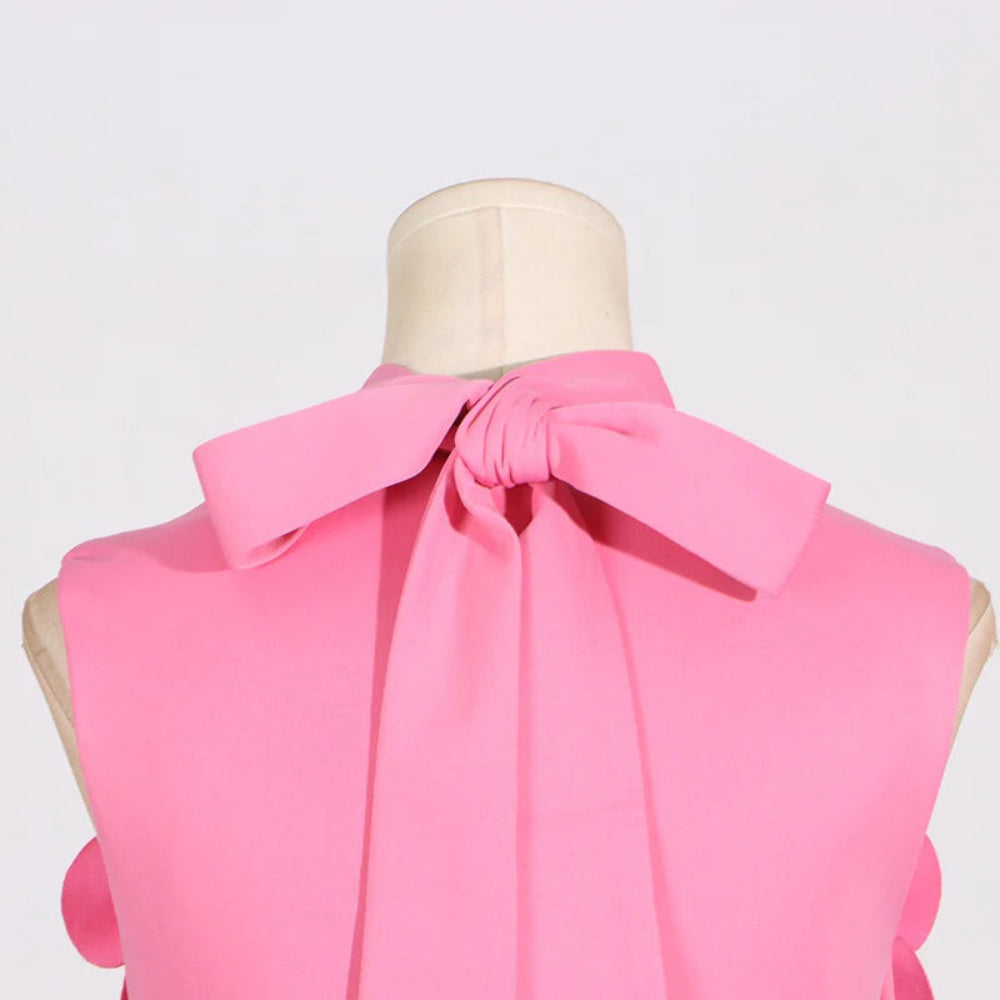 Women's Sleeveless Floral Applique Formal Dress - Maxi