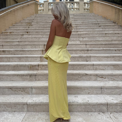 Women's Strapless Formal Dress Set - Peplum Two Piece