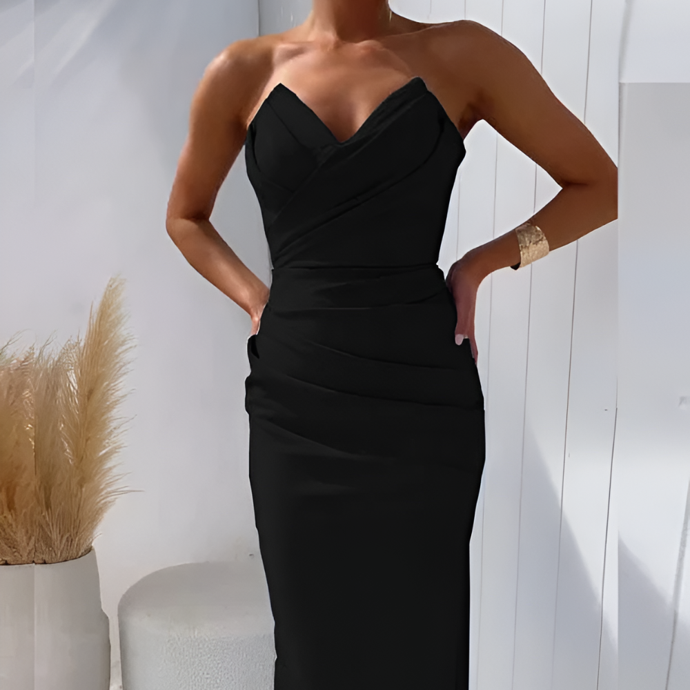 Women's Strapless Sweetheart Cocktail Dress - Bodycon Midi