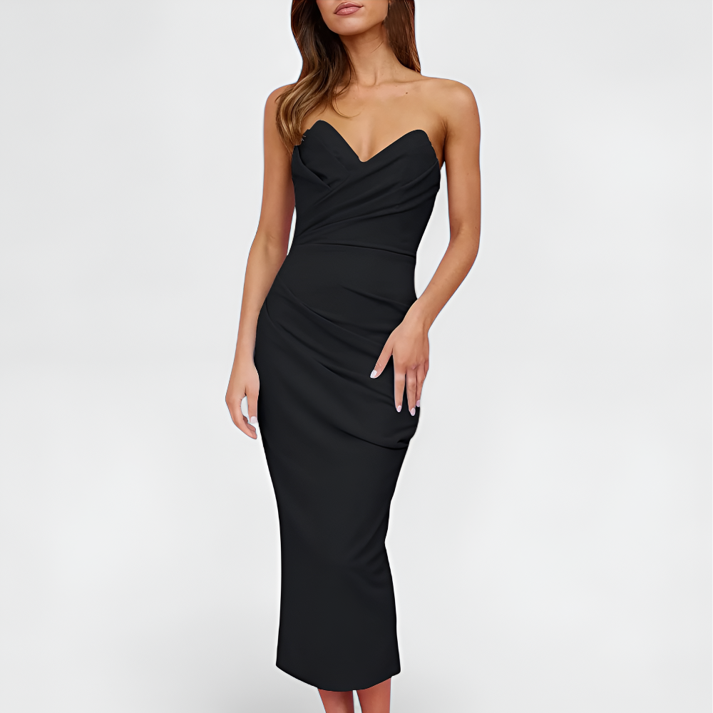 Women's Strapless Sweetheart Cocktail Dress - Bodycon Midi
