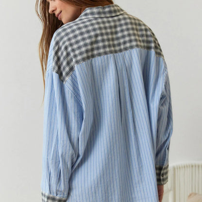 Women's Striped Matching Pajama Set Oversized Sleepwear 7