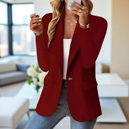 Women's Tailored Blazer Single-Button Lapel Collar All-Season 7
