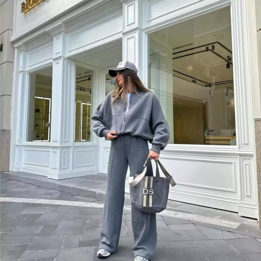 Women's Tracksuit Set Cozy Long Sleeve Sweater Drawstring Pants 1