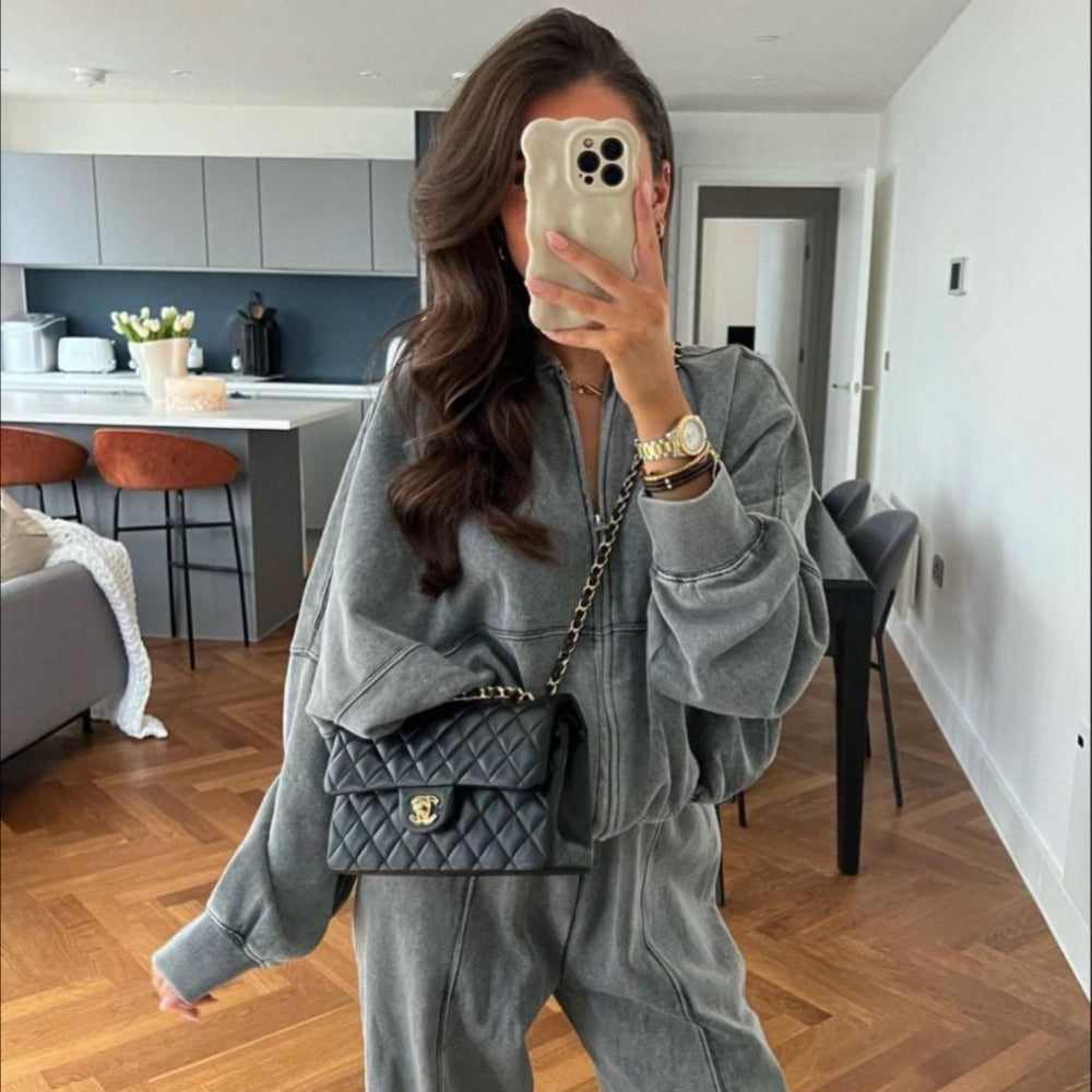 Women's Tracksuit Set Cozy Long Sleeve Sweater Drawstring Pants 2