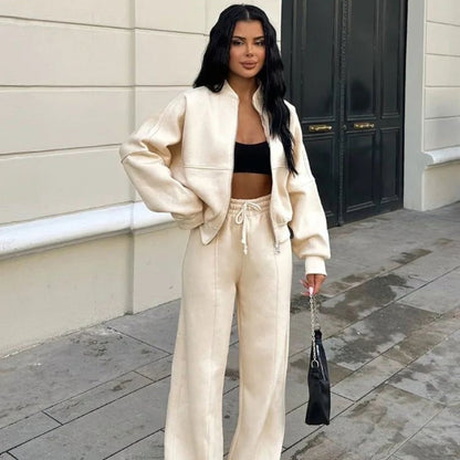 Women's Tracksuit Set Cozy Long Sleeve Sweater Drawstring Pants 5