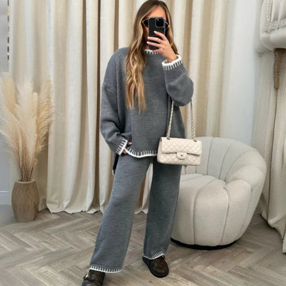 Women's Tracksuit Warm Set Stylish Split Sweater Cold Weather Outfit 6