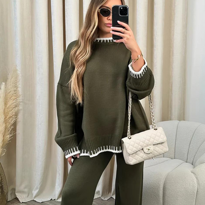 Women's Tracksuit Warm Set Stylish Split Sweater Cold Weather Outfit 8