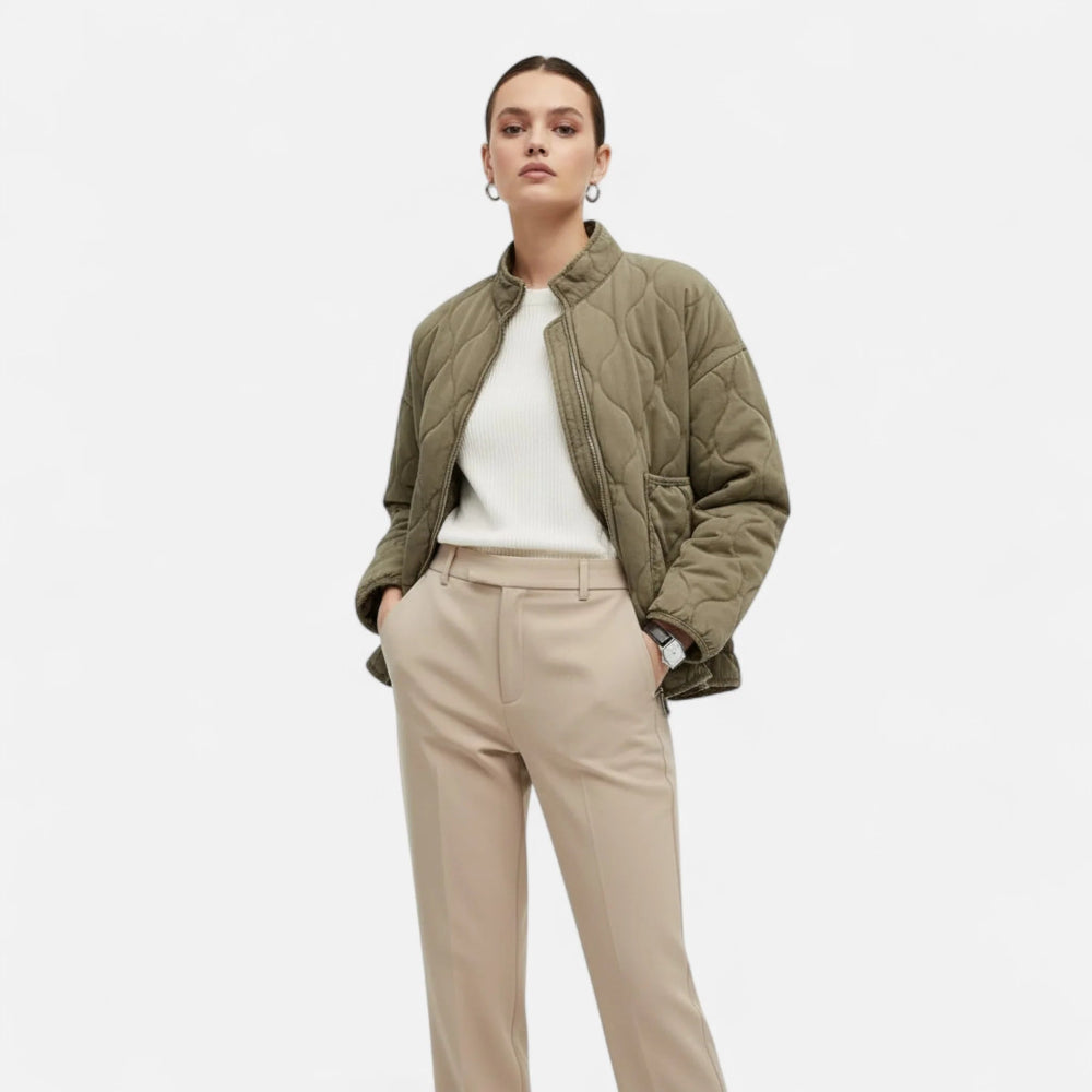 Women's Vintage Quilted Jacket Warm Insulated Fall Winter Outerwear 9