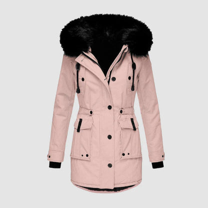 Women's Warm Winter Parka Coat - Hooded Faux Fur Lined