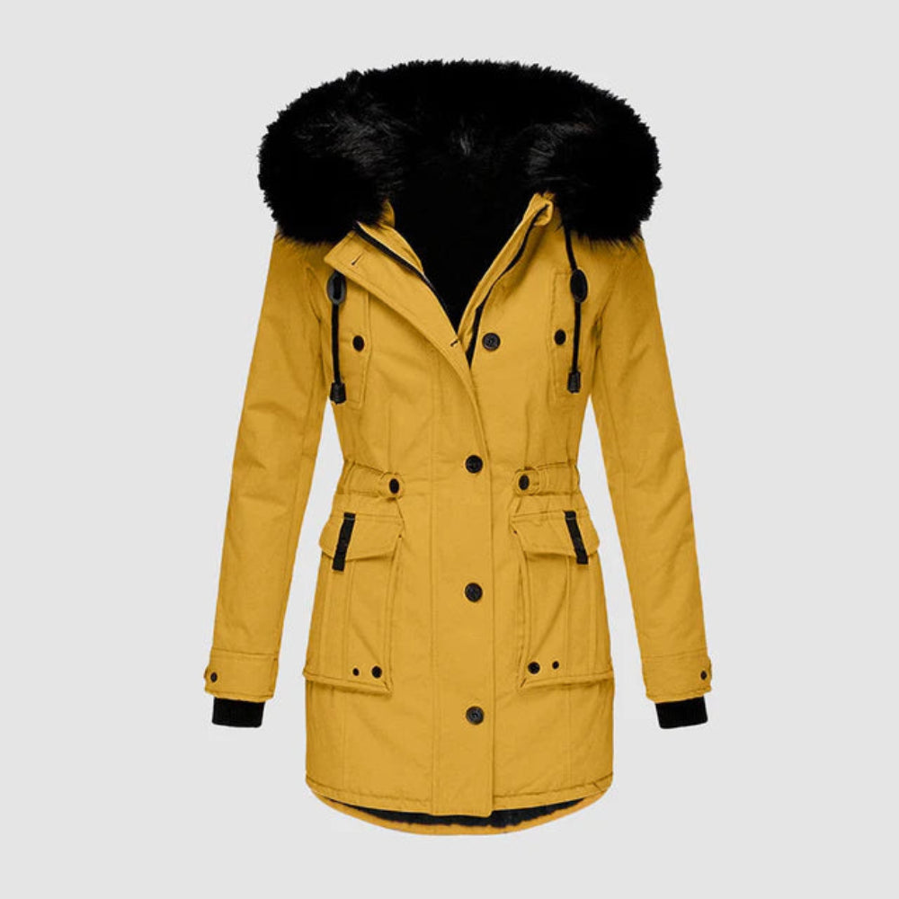 Women's Warm Winter Parka Coat - Hooded Faux Fur Lined