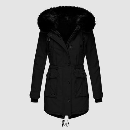 Women's Warm Winter Parka Coat - Hooded Faux Fur Lined