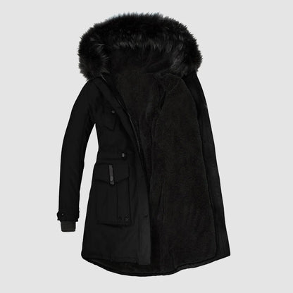 Women's Warm Winter Parka Coat - Hooded Faux Fur Lined