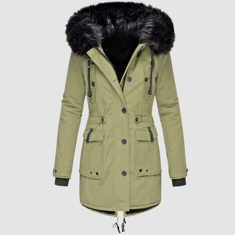 Women's Warm Winter Parka Coat - Hooded Faux Fur Lined