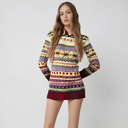 Women's Winter Knitted Dress - Long Sleeve Mini