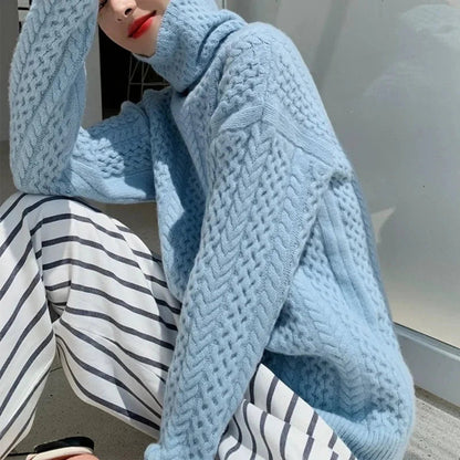 Women's Wool Turtleneck Sweater Cozy Layer Winter Style 3