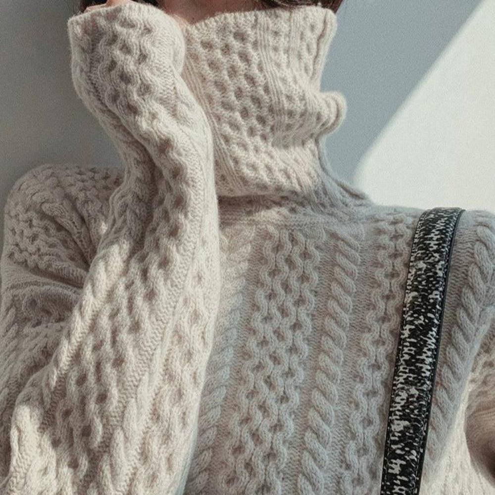 Women's Wool Turtleneck Sweater Cozy Layer Winter Style 7