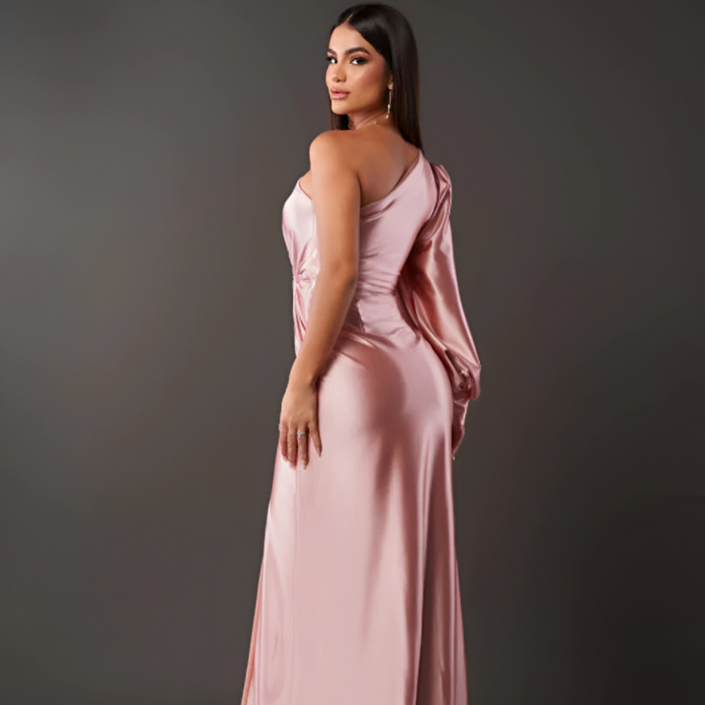 Women's One Shoulder Cocktail Dress - Asymmetrical Maxi
