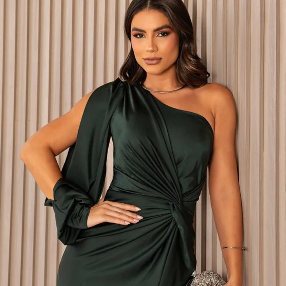 Women's One Shoulder Cocktail Dress - Asymmetrical Maxi
