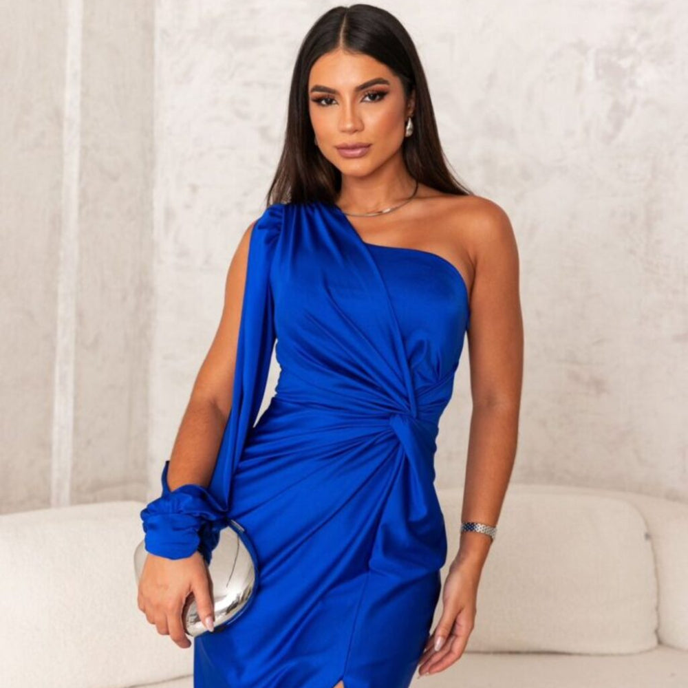 Women's One Shoulder Cocktail Dress - Asymmetrical Maxi