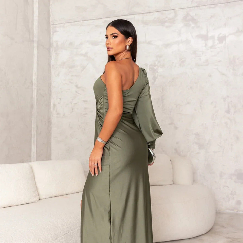Women's One Shoulder Cocktail Dress - Asymmetrical Maxi