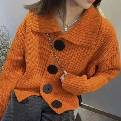 Women's Oversized Chunky Knit Cardigan - Button Front Winter