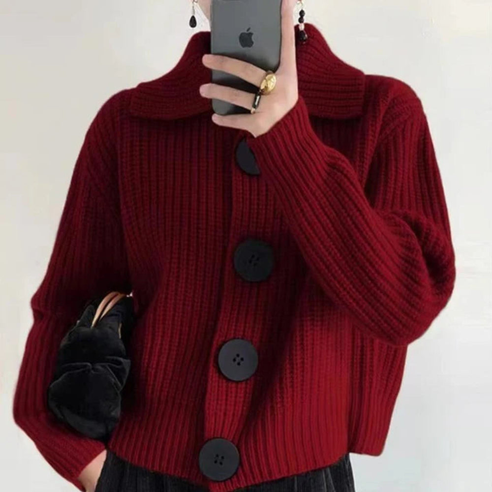 Women's Oversized Chunky Knit Cardigan - Button Front Winter