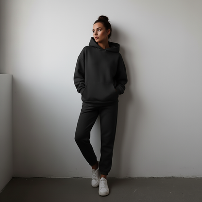 Women's Oversized Tracksuit Set - Cropped Hoodie Loungewear