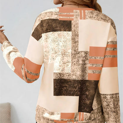 Womens Patchwork Quarter Zip Pullover - Long Sleeve