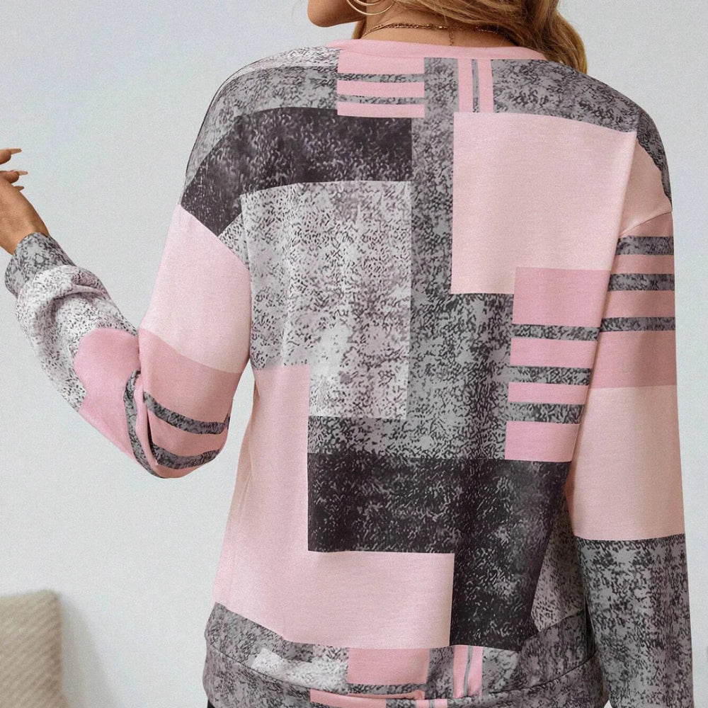 Womens Patchwork Quarter Zip Pullover - Long Sleeve