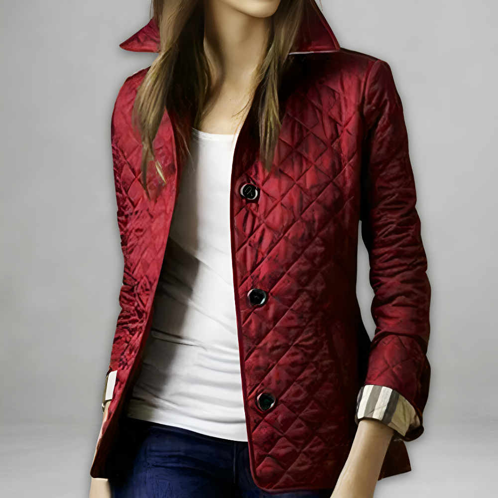 Womne's Lightweight Puffer Quilted Jacket Diamond Stitch Design