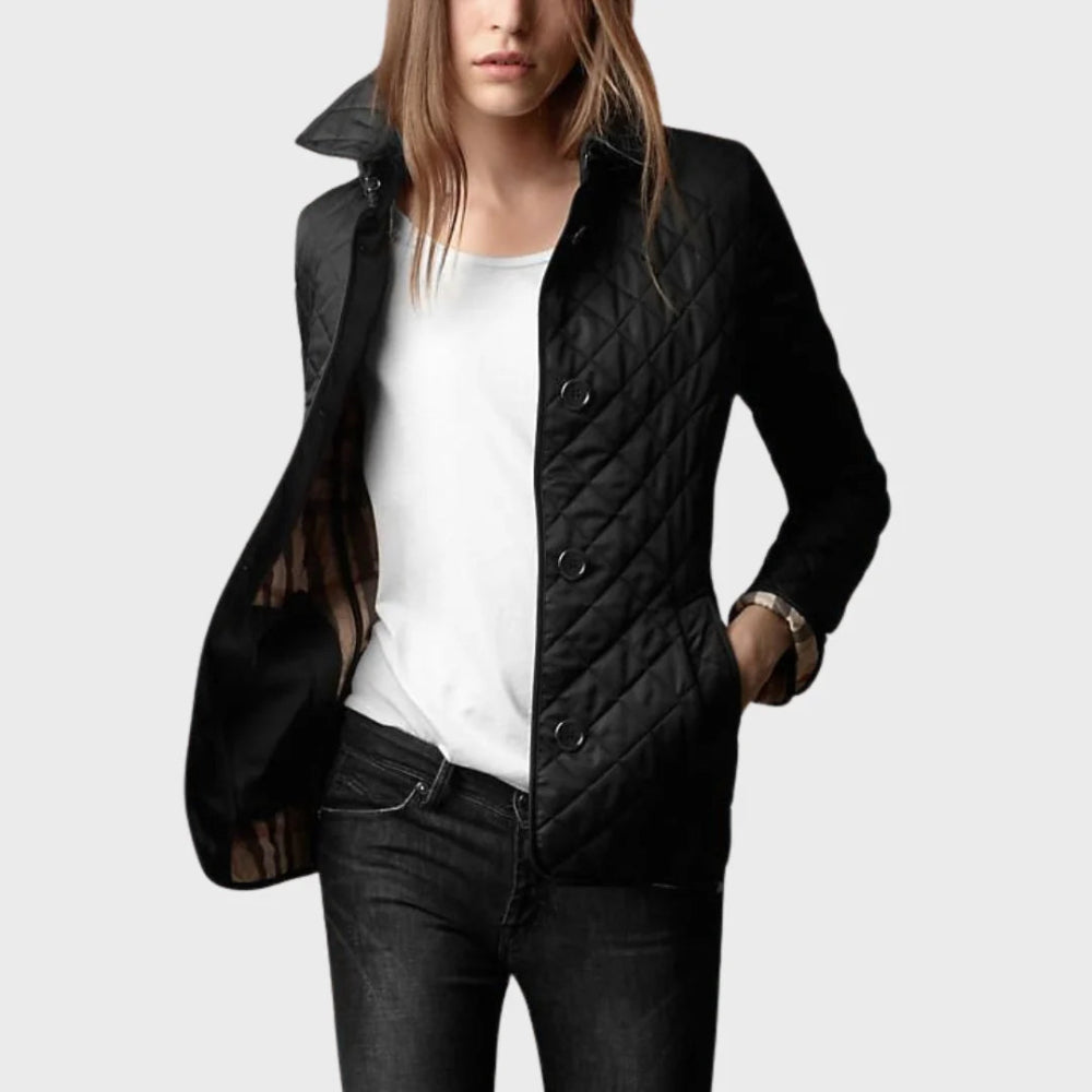 Womne's Lightweight Puffer Quilted Jacket Diamond Stitch Design